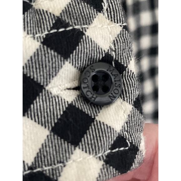 Maison Scotch Black & White Gingham Plaid Button Front Dress - Picture 10 of 12
